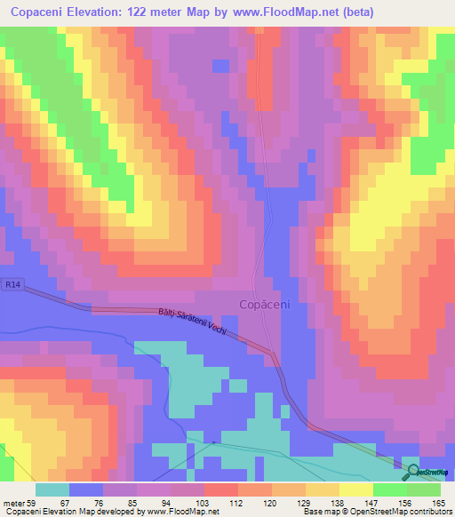 Copaceni,Moldova Elevation Map