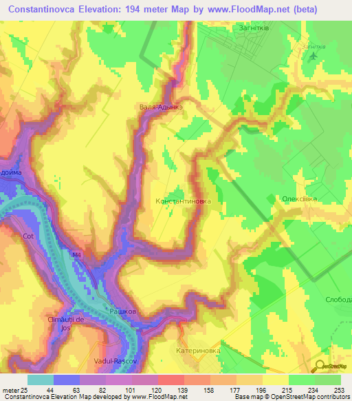 Constantinovca,Moldova Elevation Map