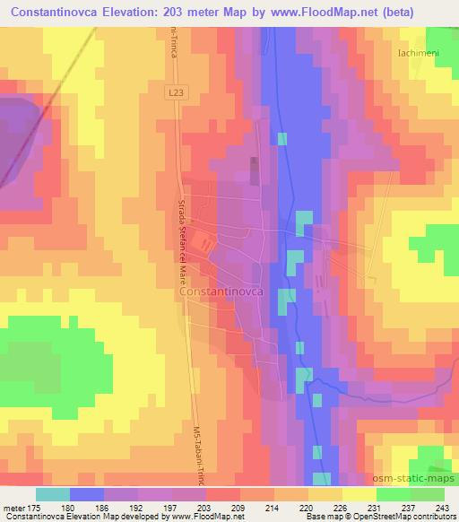 Constantinovca,Moldova Elevation Map