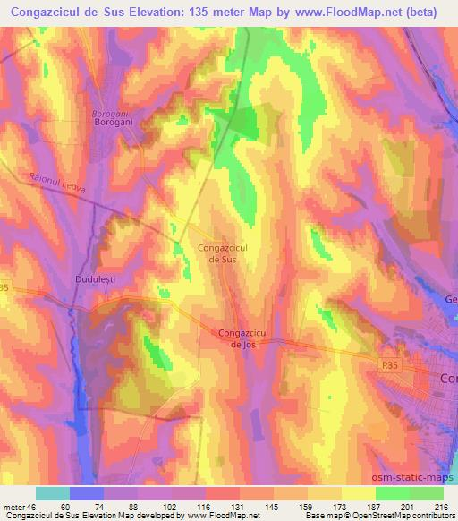 Congazcicul de Sus,Moldova Elevation Map