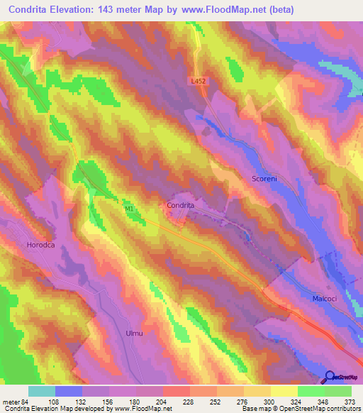 Condrita,Moldova Elevation Map