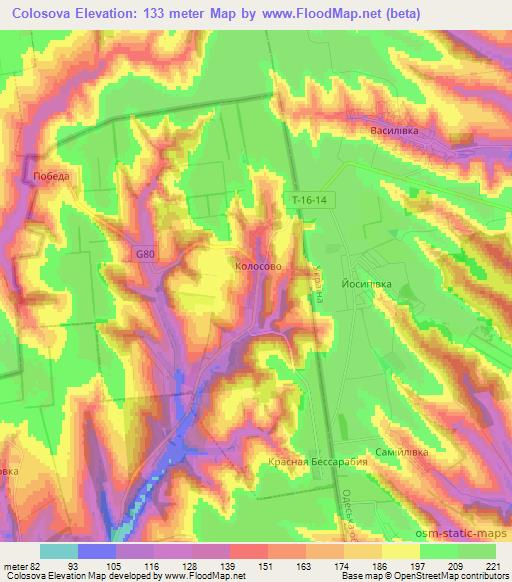 Colosova,Moldova Elevation Map