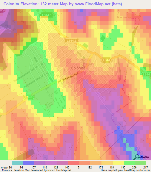 Colonita,Moldova Elevation Map