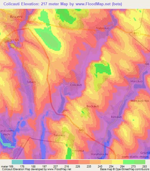 Colicauti,Moldova Elevation Map