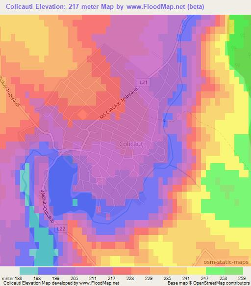 Colicauti,Moldova Elevation Map