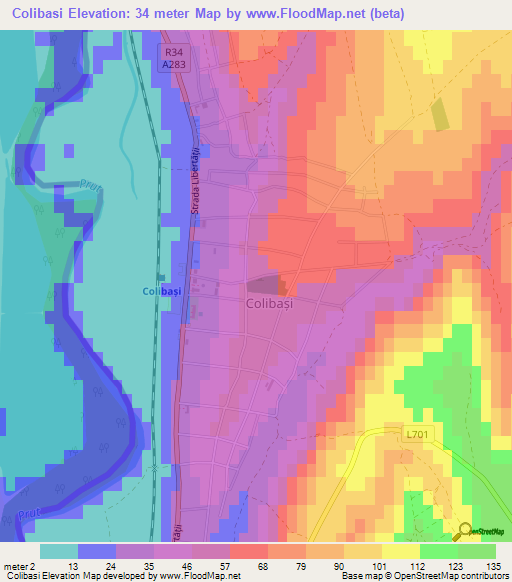 Colibasi,Moldova Elevation Map