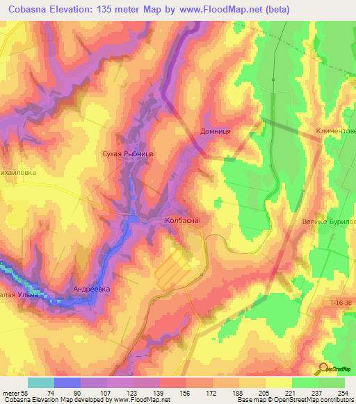 Cobasna,Moldova Elevation Map