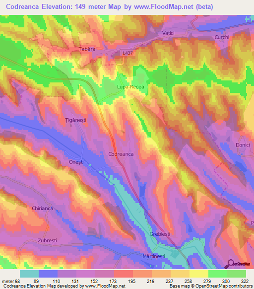 Codreanca,Moldova Elevation Map