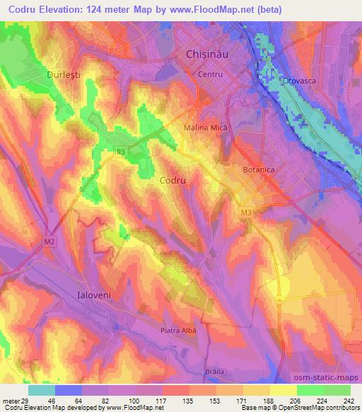 Codru,Moldova Elevation Map