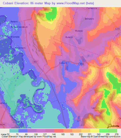 Cobani,Moldova Elevation Map