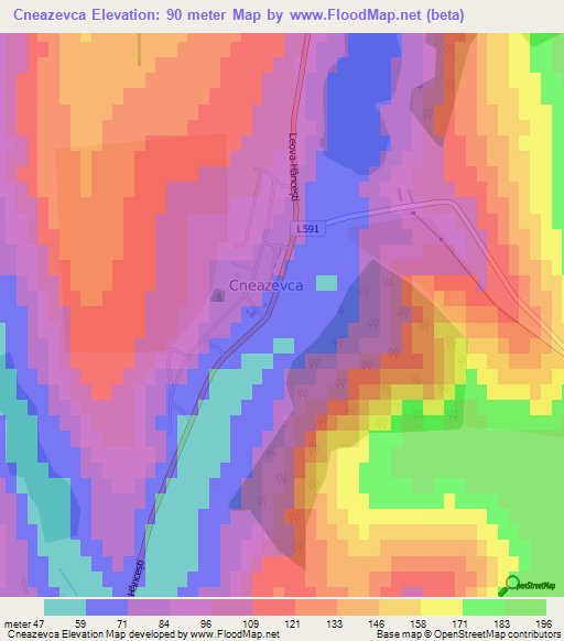 Cneazevca,Moldova Elevation Map