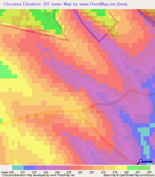 Clocusna,Moldova Elevation Map