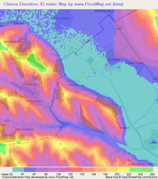 Clisova,Moldova Elevation Map