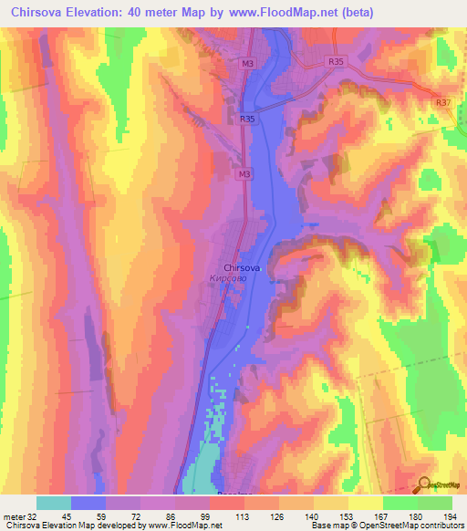 Chirsova,Moldova Elevation Map