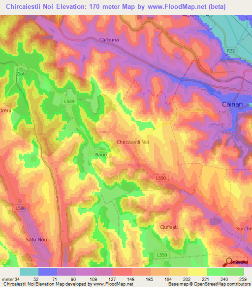 Chircaiestii Noi,Moldova Elevation Map