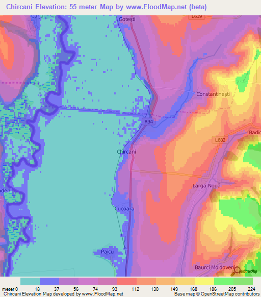 Chircani,Moldova Elevation Map