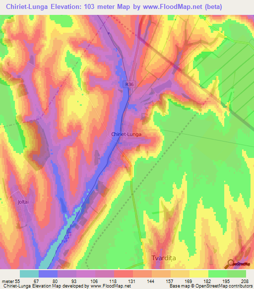 Chiriet-Lunga,Moldova Elevation Map