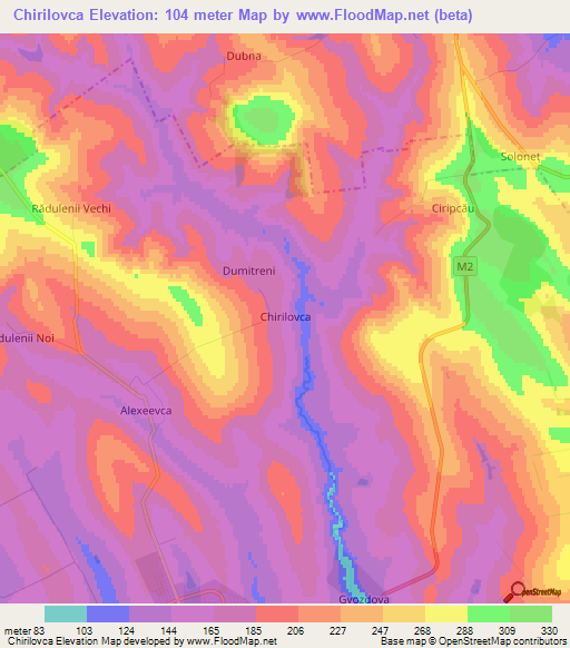 Chirilovca,Moldova Elevation Map