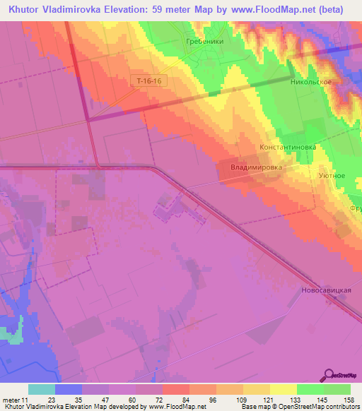 Khutor Vladimirovka,Moldova Elevation Map