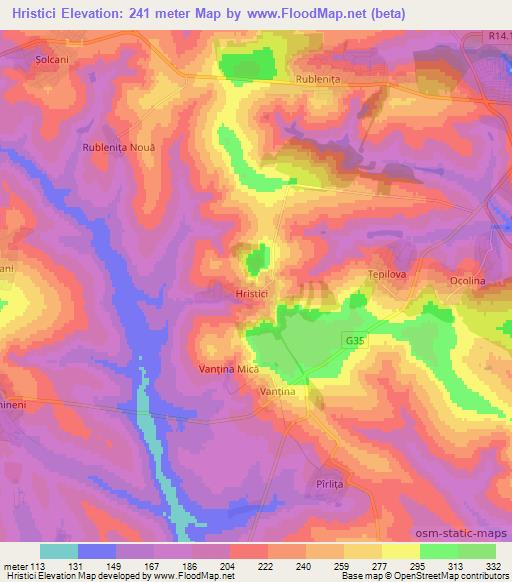 Hristici,Moldova Elevation Map