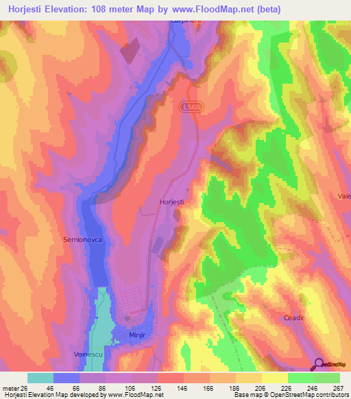 Horjesti,Moldova Elevation Map