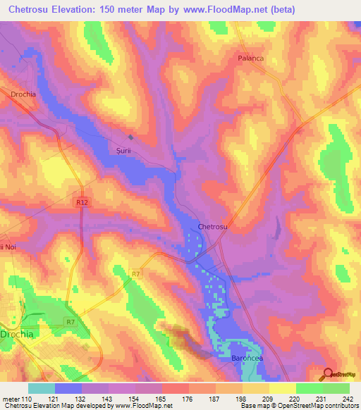 Chetrosu,Moldova Elevation Map