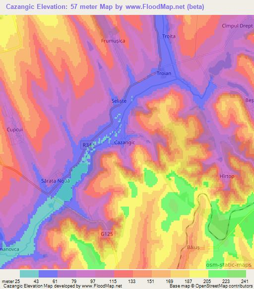 Cazangic,Moldova Elevation Map