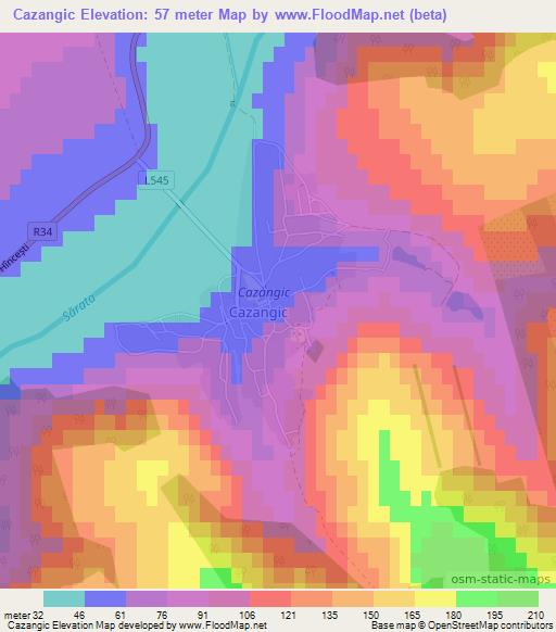 Cazangic,Moldova Elevation Map