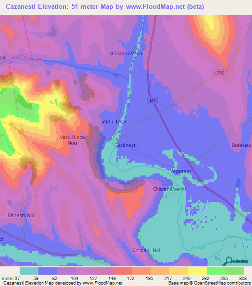 Cazanesti,Moldova Elevation Map