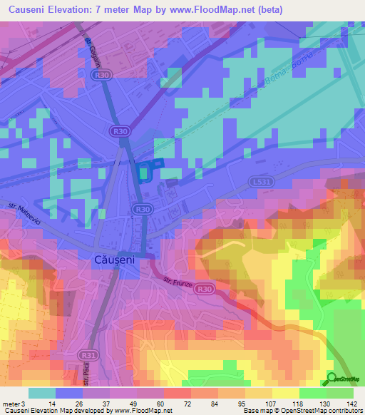 Causeni,Moldova Elevation Map