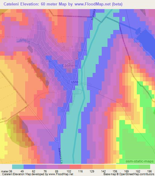 Cateleni,Moldova Elevation Map