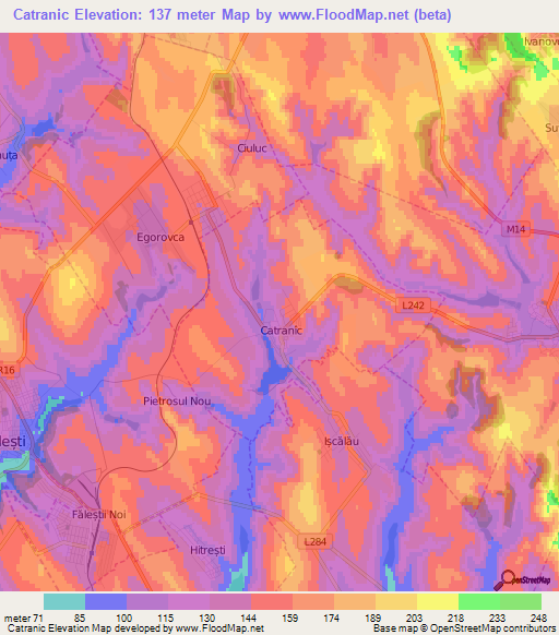 Catranic,Moldova Elevation Map