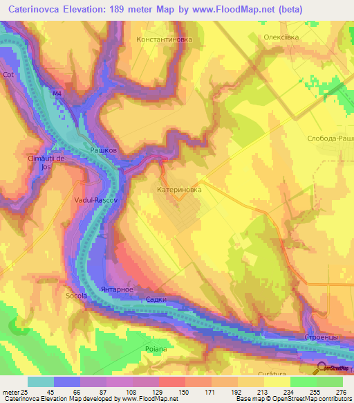 Caterinovca,Moldova Elevation Map