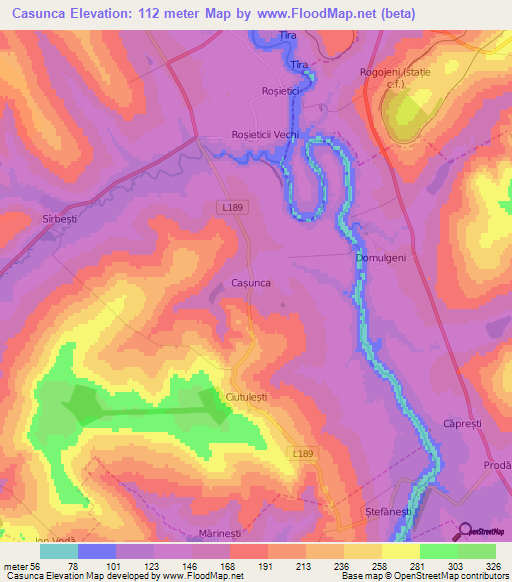 Casunca,Moldova Elevation Map