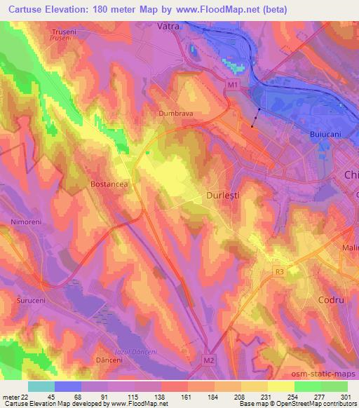 Cartuse,Moldova Elevation Map