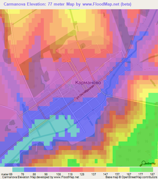 Carmanova,Moldova Elevation Map