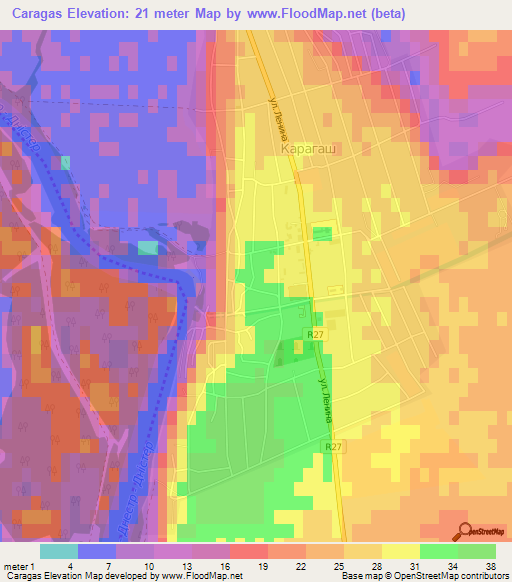 Caragas,Moldova Elevation Map