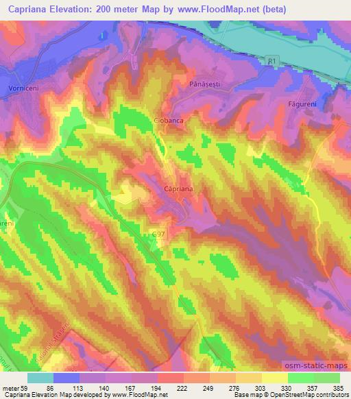 Capriana,Moldova Elevation Map