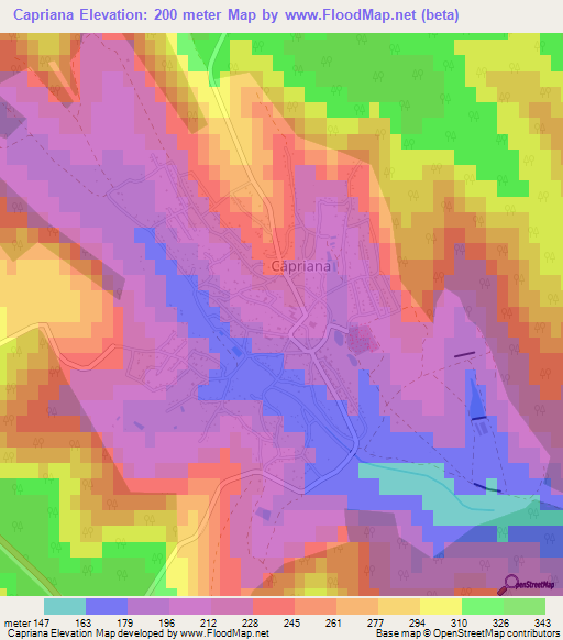 Capriana,Moldova Elevation Map