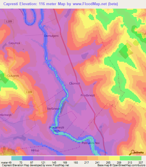 Capresti,Moldova Elevation Map