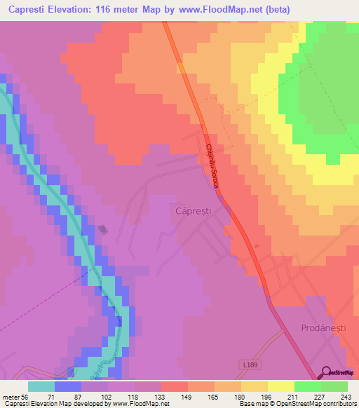 Capresti,Moldova Elevation Map