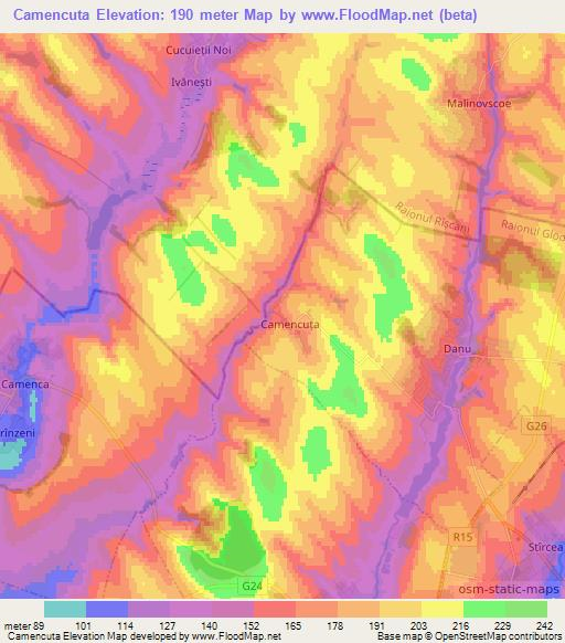 Camencuta,Moldova Elevation Map