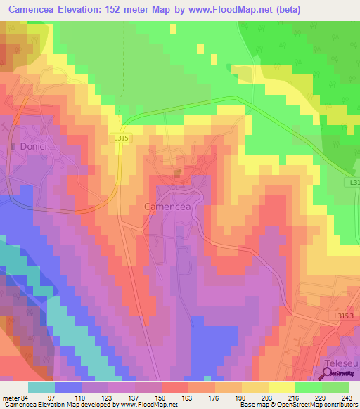 Camencea,Moldova Elevation Map