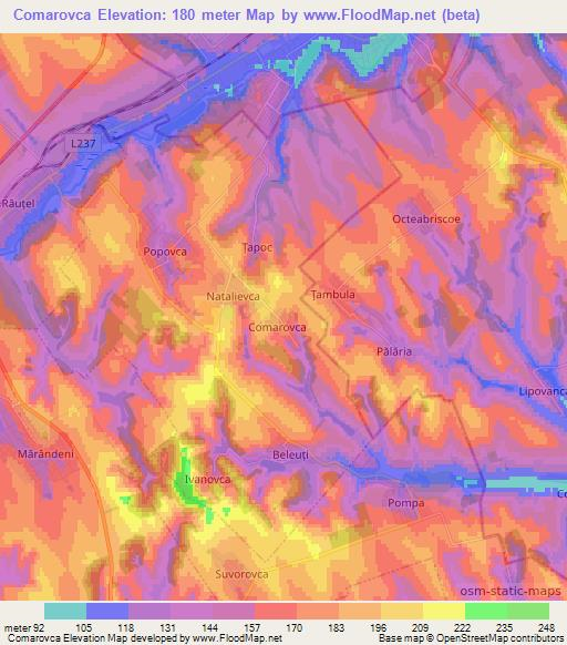 Comarovca,Moldova Elevation Map