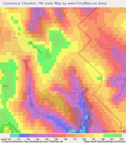 Comarovca,Moldova Elevation Map