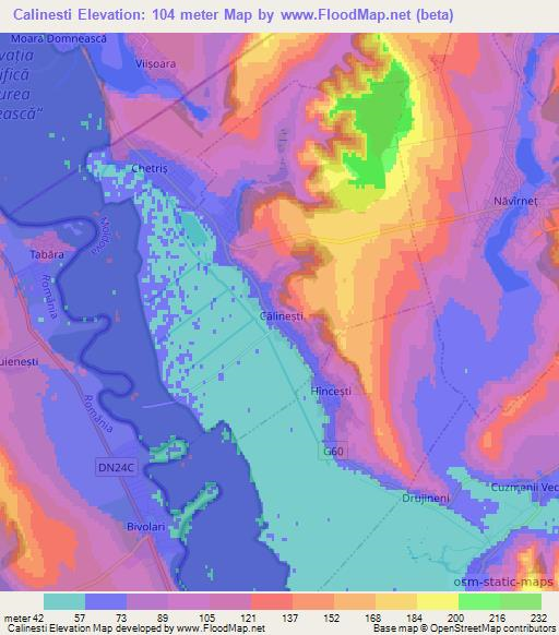 Calinesti,Moldova Elevation Map