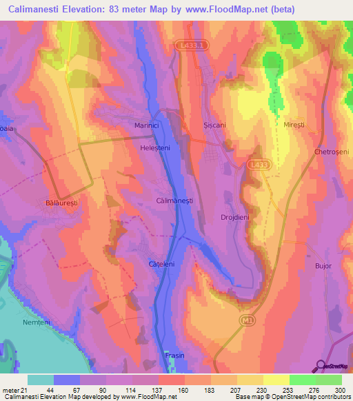 Calimanesti,Moldova Elevation Map