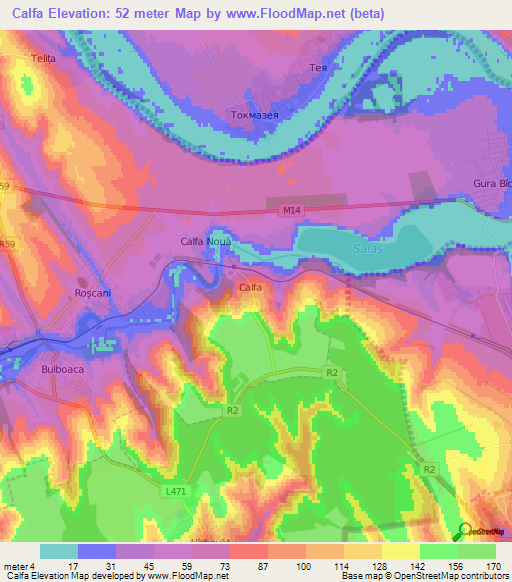 Calfa,Moldova Elevation Map