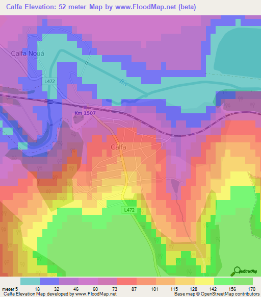 Calfa,Moldova Elevation Map