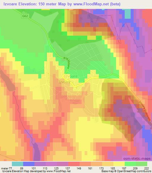 Izvoare,Moldova Elevation Map